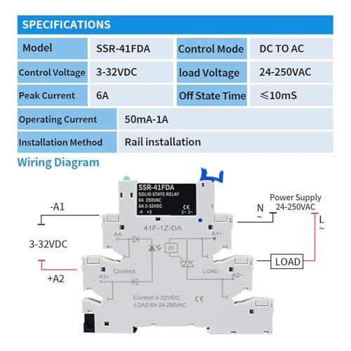Relais Statique Mince SSR-41FDA Isolation Optique Commande 3-32V CC - 5
