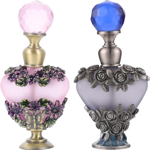 Frascos de perfume recargables vintage evitan derrames juego de 2 botellas de cristal 2