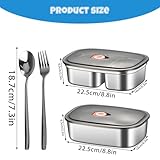 Doafoce 2PCS Stainless Steel Lunch Box Adults 1.7L+1.2L 316L Metal Bento Box with Compartments Tiffin Bento Boxes Airtight lid Food Container for Picnic, School, Office, Travel - Image 2