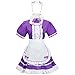 LABABE Damski kostium cosplay francuskiej pokojówki, kostium anime cosplay francuska pokojówka strój Halloween, 4 szt. jako zestaw zawiera sukienkę, nakrycie głowy, fartuch, sztuczny kołnierz (fioletowy, rozmiar XXXL)