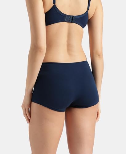 Image of Jockey SS04 Women High Coverage Super Combed Cotton Elastane Stretch Boy Leg with Concealed Waistband and StayFresh Treatment Pageant Blue XL