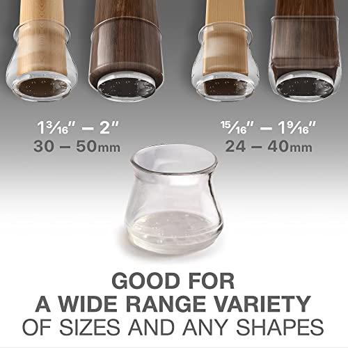 X-Protector Silicone Chair Leg Floor Protectors With Non-Slip Furniture Pads - 16 Pcs 1.2" - 2" - Anti-Slip Chair Leg Covers - Non-Skid Furniture Leg Caps - Furniture Pads For Hardwood Floors! #TOP2
