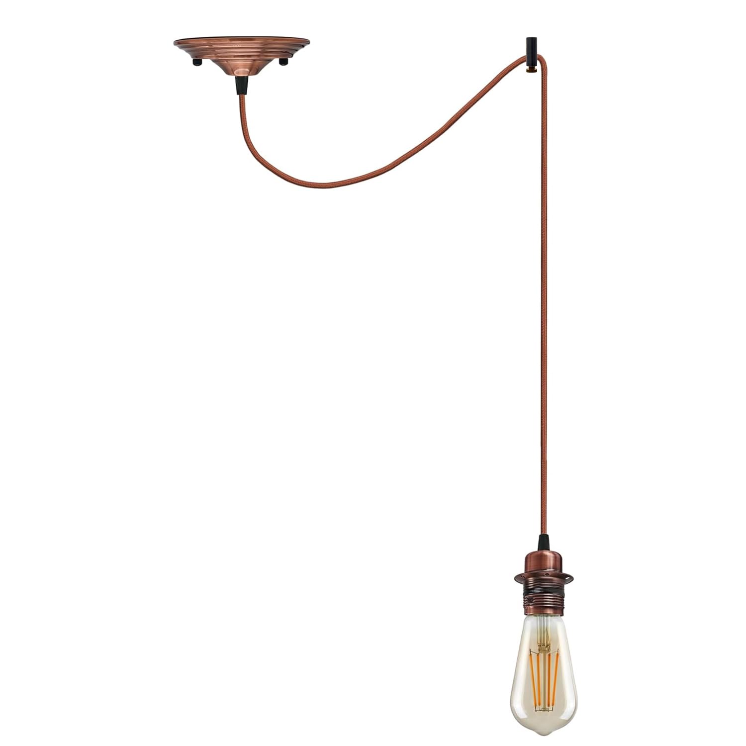 LEDSone Vintage Industrial E27 Copper Pendant Light with 2m Adjustable Cable – Metal Hanging Ceiling Lamp for Kitchen Island, Dining Room, Bar & Cafe — image 1
