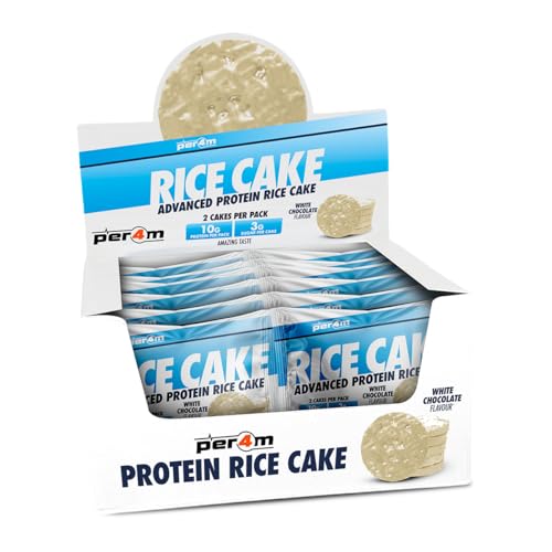 Per4m Rice Cake Chocolate Blanco 12x2x32g – Tortitas de arroz sabor chocolate blanco para un snack delicioso.