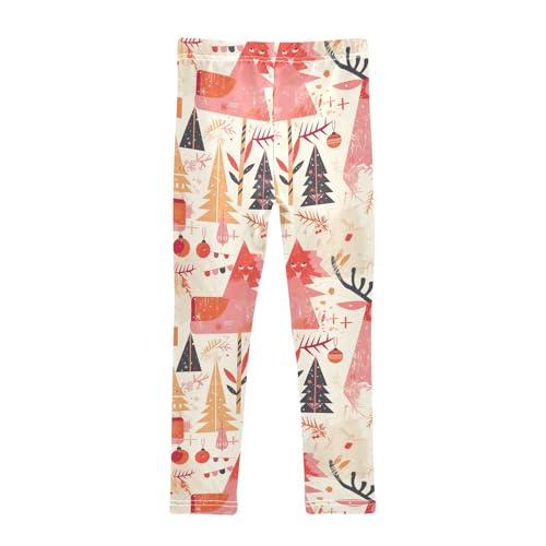 KLL Christmas Winter Snow Elk Red Little Girls Legging Comfortable High Waisted Activewear Running2