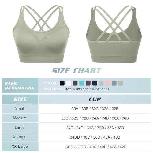 Image of WOYYHO Cross Back Sports Bra for Women Padded Medium Support Workout Bra | 3 Pack, Strappy, Removable Pads, Soft, Spaghetti Strap, Moisture-Wicking, Seamless, for Athletic Yoga Gym Fitness Daily
