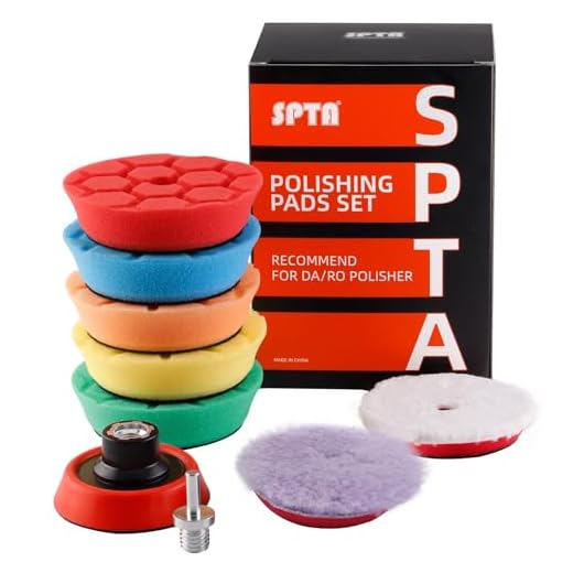 SPTA 9pcs Polierscheiben Set,80mm Polierpad Hex Logic polierschwamm Auto Polierscheibe Schaumpolierset,mit Polierfell und Polierteller, für Poliermaschine Schleifmaschine