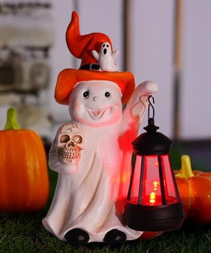 Statue fantôme Halloween solaire lanterne crâne déco jardin extérieur
