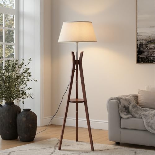 Image of Tripod Floor Lamp with Shelf, Modern Corner Lamps for Living Room