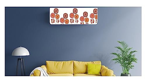 Image of DARSHANAM WORLD Beatiful Designer Ac Cover / / Cutest Printed Air Conditioning Dust Cover For Indoor & All Type AC Split Covers / / Colorfull Folding Designer Ac Cover (Orange Flower 1.5 Ton)