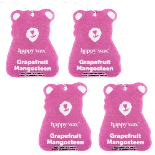 Image of Happy Wax Hanging Car Cub Air Fresheners Infused with Natural Essential Oils, 4 Ct. (Grapefruit Mangosteen)