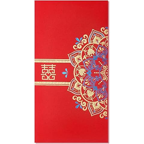 10Pcs Chinese Wedding Money Envelopes,Lucky Money Gift Cash Envelopes Packets Hong Bao for Wedding,Chinese Tradition Gift Wrap Bags for Newlyweds Bride Groom Cover