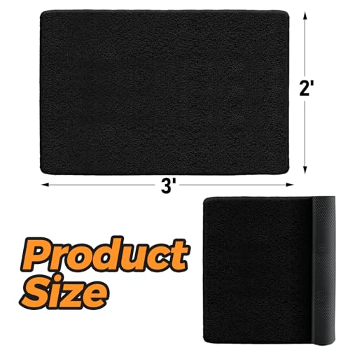 Hearth Rug Fireproof, 2\' x 3\' Fireplace Mat, Non-Slip Fireplace Rugs Fireproof, Hearth Pad Protects Home Décor Hardwood Floor and Carpet from Sparks and Embers Wood Stove, Black - Thumbnail 2