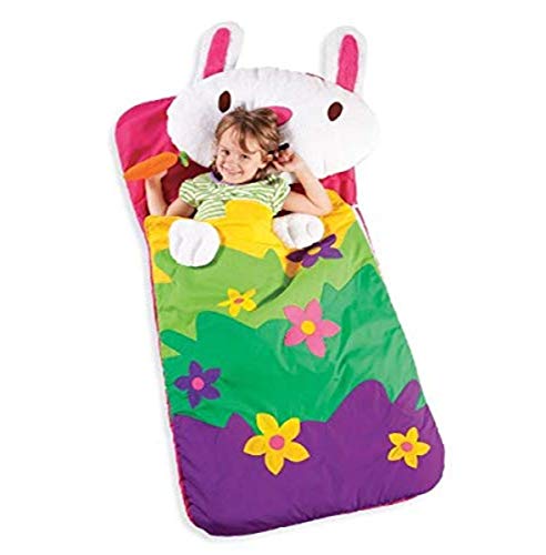 Sillies Lilly the Bunny with Carrot Kids Animal Sleeping Bag with Plush Pillow Machine Washable Folds Into a Bag With Handle