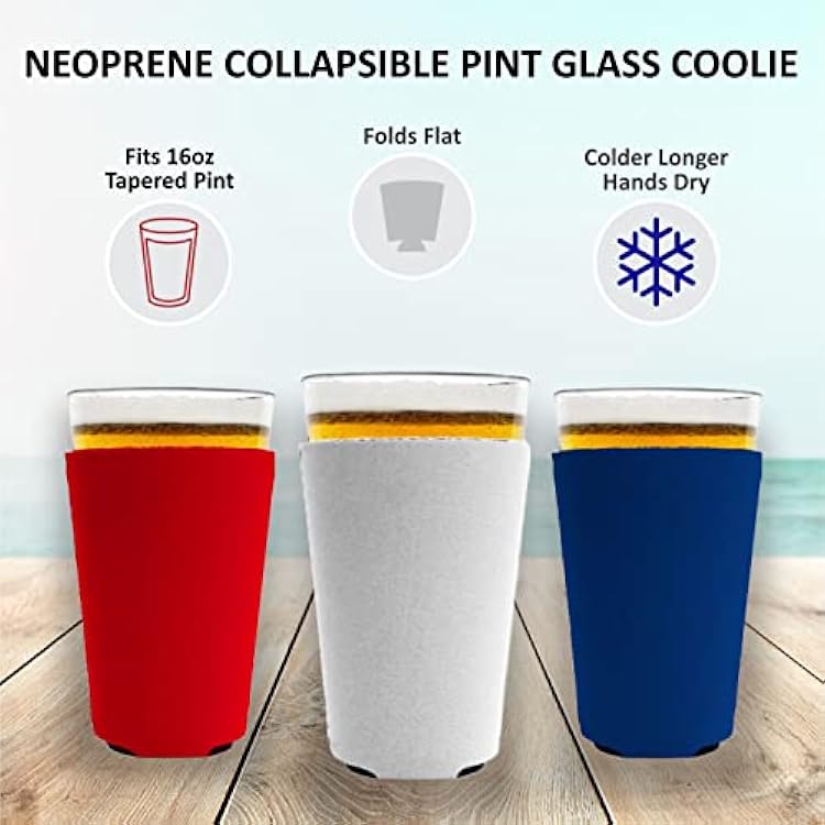 Blank Neoprene Pint Glass Coolie (6 Pack, Gray)