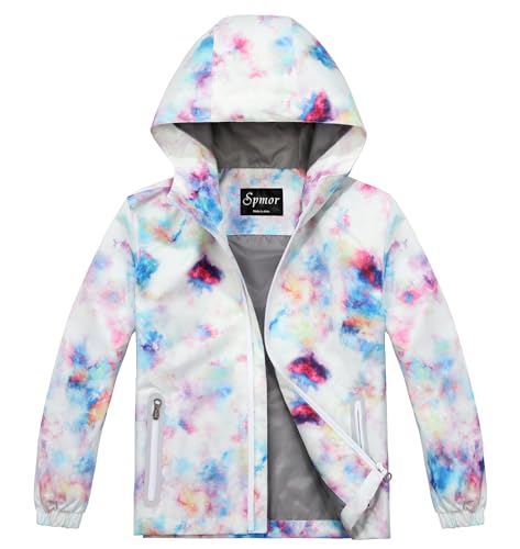 Image of Boys Girls Rain Jackets Lightweight Waterproof Hooded Raincoat Lined Windbreakers for Kids