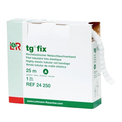 Image of Lohmann & Rauscher tg Fix Net Tubular Bandage, Elastic Net Wound Dressing, Bandage Retainer for Fingers, Size A (17.5cm Wide x 25m Long When Stretched)