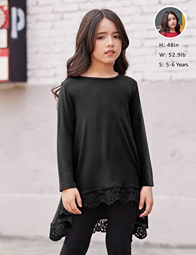 Arshiner Girls Blouse Long Sleeve Tops Tunic Loose Soft Casual T-Shirt C Black 7-8 Years #TOP1