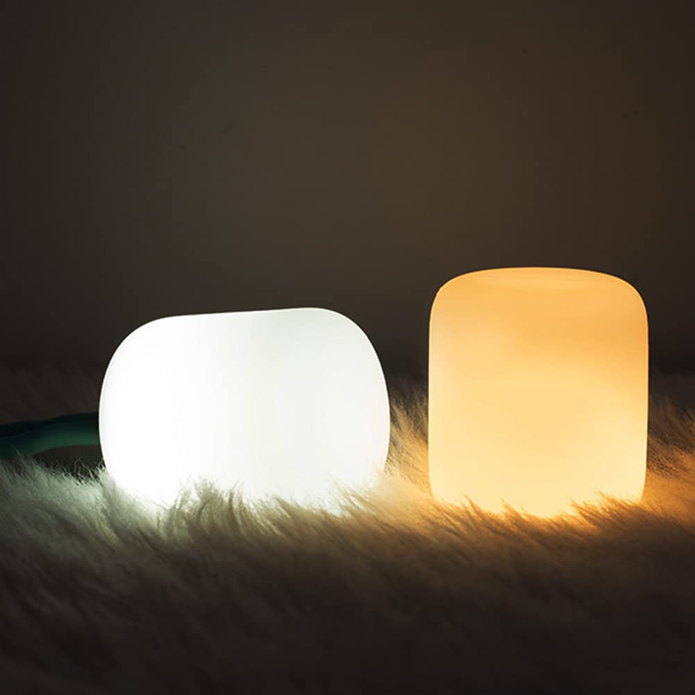 WOLONG Luz linterna portátil LED Lámpara noche regulable Luz lectura carga USB Linterna portátil con soporte para teléfono celular Lámpara noche silicona Lámpara camping para
