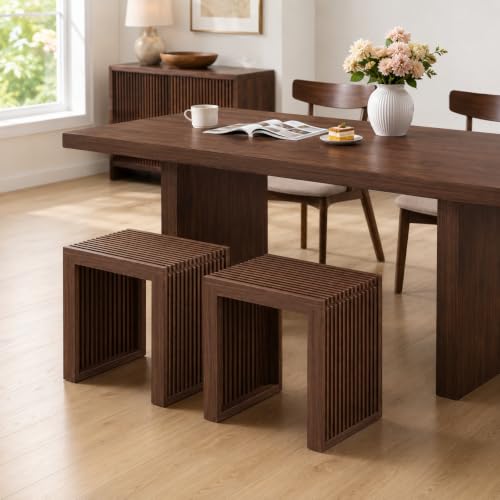 Image of APRTAT Bamboo Dining Bench 17 Inch Indoor Wooden Shoe Benches for Entryway