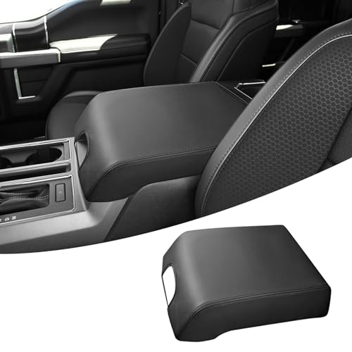 Areeyils Center Console Armrest Cover for 2020-2015 F150 Accessories PU Leather 2017-2022 F250 F350 2018-2024 Expedition Interior Accessories Car Arm Rest Lid Seat Cover Protector (Bucket Seat Only)