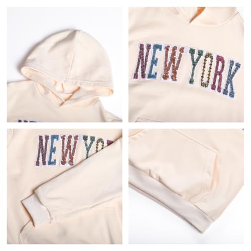 Image of WELAKEN Girls New York Hoodies Sweatshirts Long Sleeves Pullover Tops