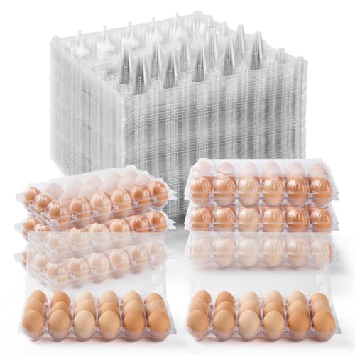 APOCHON 40PCS Plastic Egg Cartons 18 Count Clear Egg Cartons Cheap Bulk for Fresh Eggs Reusable Egg Holder for Family Pasture Farm Markets Display - Medium Egg Containers 3x6 Grids