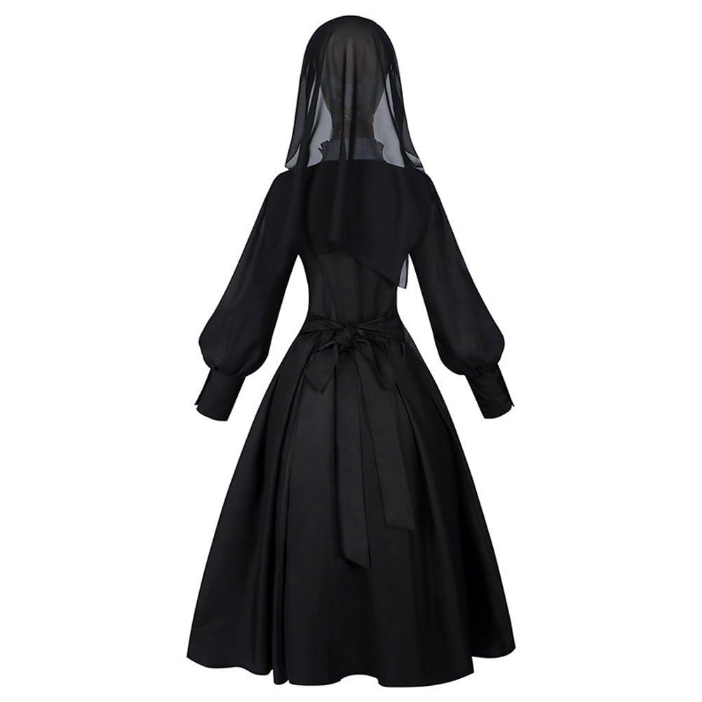 Wudaizhi Conjunto De Disfraz De Aterradora para Mujer, Vestido De Elegante para Adultos, Disfraz Religioso De Sacerdote para Halloween, Carnaval Y Fiesta De Cosplay.