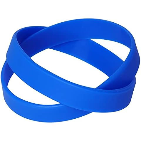 LVNRIDS 25 pieces Silicone Elastic Wristbands, Customizable Blank Rubber Wrist bands Bracelets Blue Cover