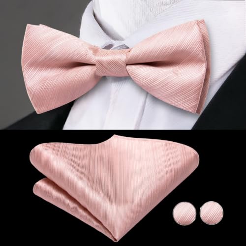 Image of Dubulle Mens Cummerbund and Bow Tie Set Paisley Floral Pretied Bowties for Men Pocket Square Cufflinks Wedding Business