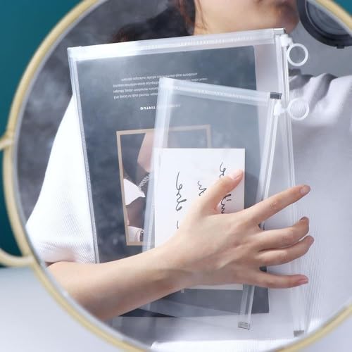 Image of Shuttle Art Clear Zipper Document Folder A4 Mesh File Bag Set -Transparent Plastic Envelope Organizer for Office,School & Travel -Resume,Receipt,Invoice & Paper Storage Pouch with Secure Zip Closure