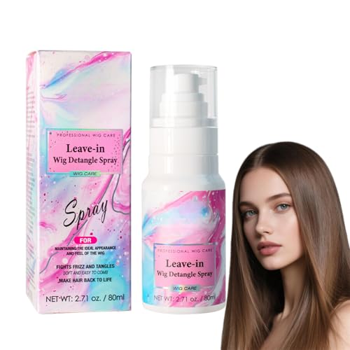 Wig Leave In Conditioner Spray for Synthetic & Natural Wigs, Moisturizing Anti-Frizz Non-Greasy Hair Detangler Spray for Wigs Extensions, Tames Frizz & Boosts Shine, Suitable for Wig Pieces