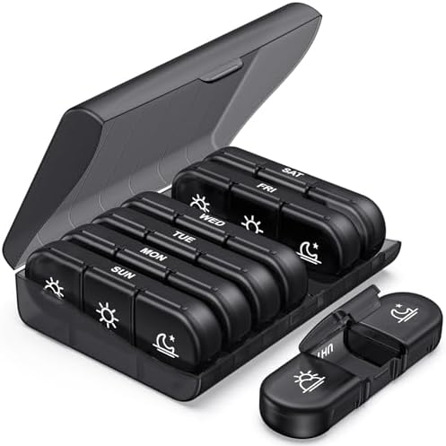 Organizador semanal de comprimidos 3 vezes por dia, caixa de comp...