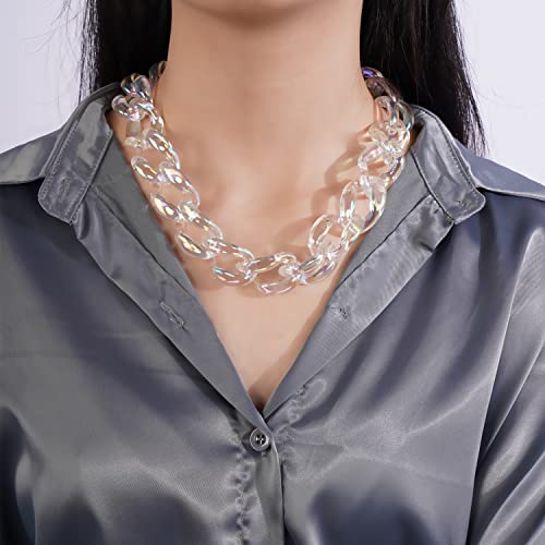Yertter YERTTER-21 Transparent Bling Big Acrylic Link Chain Choker Women Men Chunky Chain Link Neckalce Resin Choker Statement Plastic Choker Collar Necklace thumb #2