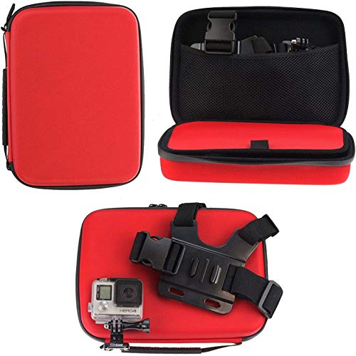 Navitech Red Heavy Duty Robust Action Camera Hard Case - Compatible with The FMAIS Action Camera