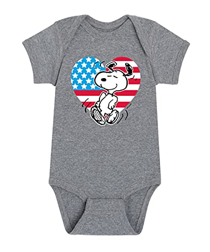 Image of Peanuts Hybrid Apparel Snoopy USA Flag Heart - Infant One Piece