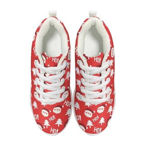 Children's Christmas Sneaker Cozy Lightweight Breathable Anti-Skid Hiking Shoes for Big Kids Athletic Lace-Up Walking Sneaker for Litter Kids US 11.5-3