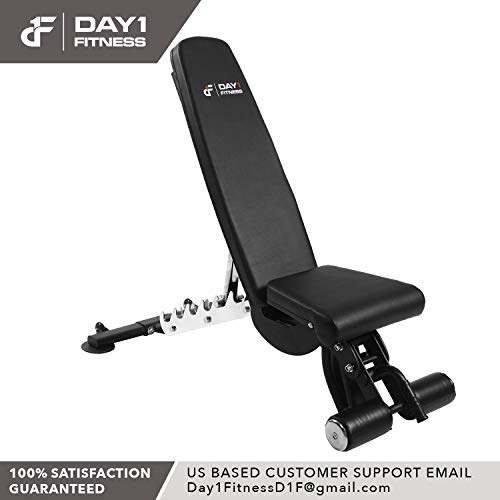 DAY1 FITNESS Adjustable Weight Bench, 1000 lb by D1F for Strength Training -Incline, Decline, Flat Workout Benches for Lifting, Flies, Chest Press, Dips -Utility Equipment for Personal, Commercial Gym