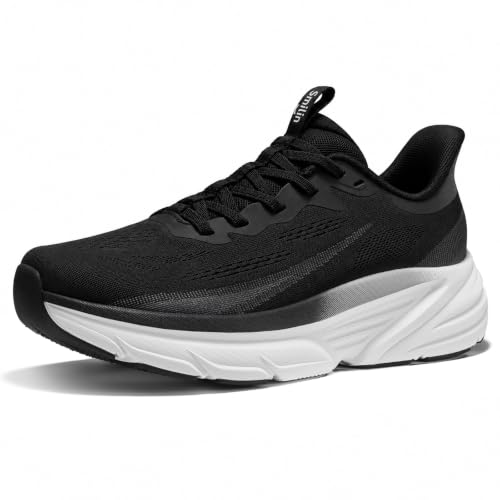SMILIN Women's Black Slip On Walking Shoes with Arch Support for Standing All Day Work, Non Slip Cushioned Running Tennis Shoes, Fashion Breathable Lightweight Sneakers for Workout Casual, Size 9.5