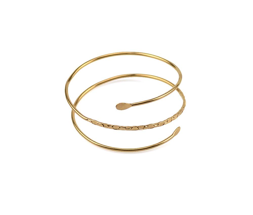 Caiyao Fashion Upper Arm Bracelet Cuff Bangle Coil Bracelet Simple Swirl Leaf Armband Jewelry