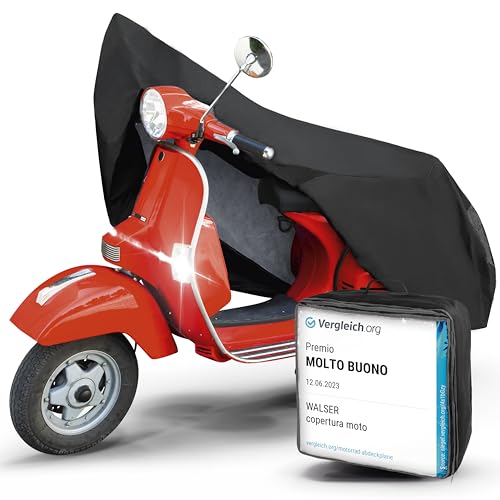 Protezione perfetta: con il telo coprimoto di alta qualità WALSER S (max. 185x90x110 cm), incluso accessori moto, la pratica borsa per riporlo, potrete dara la protezione massima tutto l anno al vostro scooter, motorino, motocicletta, motocross o moto da influssi esterni come pioggia, neve, raggi UV o sporcizia come foglie, escrementi di uccelli, polline o polvere. accessori moto universale impermeabile perfetto