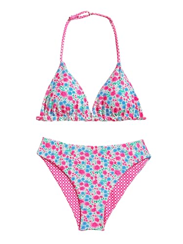 Floerns Girl's 2 Piece Bathing Suit Floral Halter Bikini Set High Waisted Swimwear