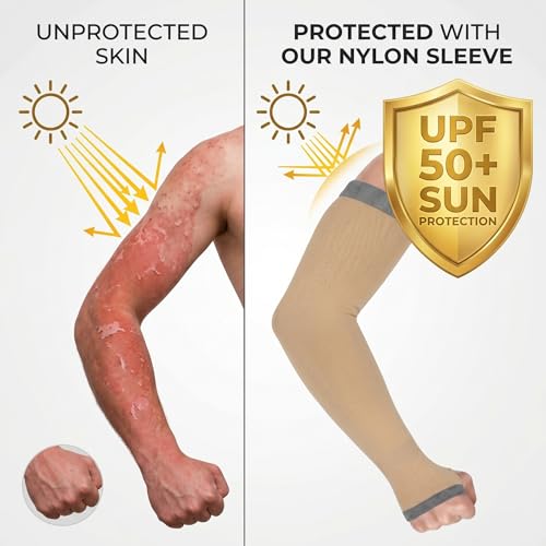 Image of UV Sun Protection Cooling Arm Sleeves For Men And Women 90% Nylon 10% Spandex Compression Hand Cover With Thumb Hole For Driving Cycling Cricket And Sports