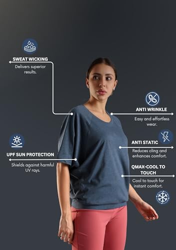 Image of Women UPF Sun Protection Eco Friendly Yoga Top with Batwing Sleeve