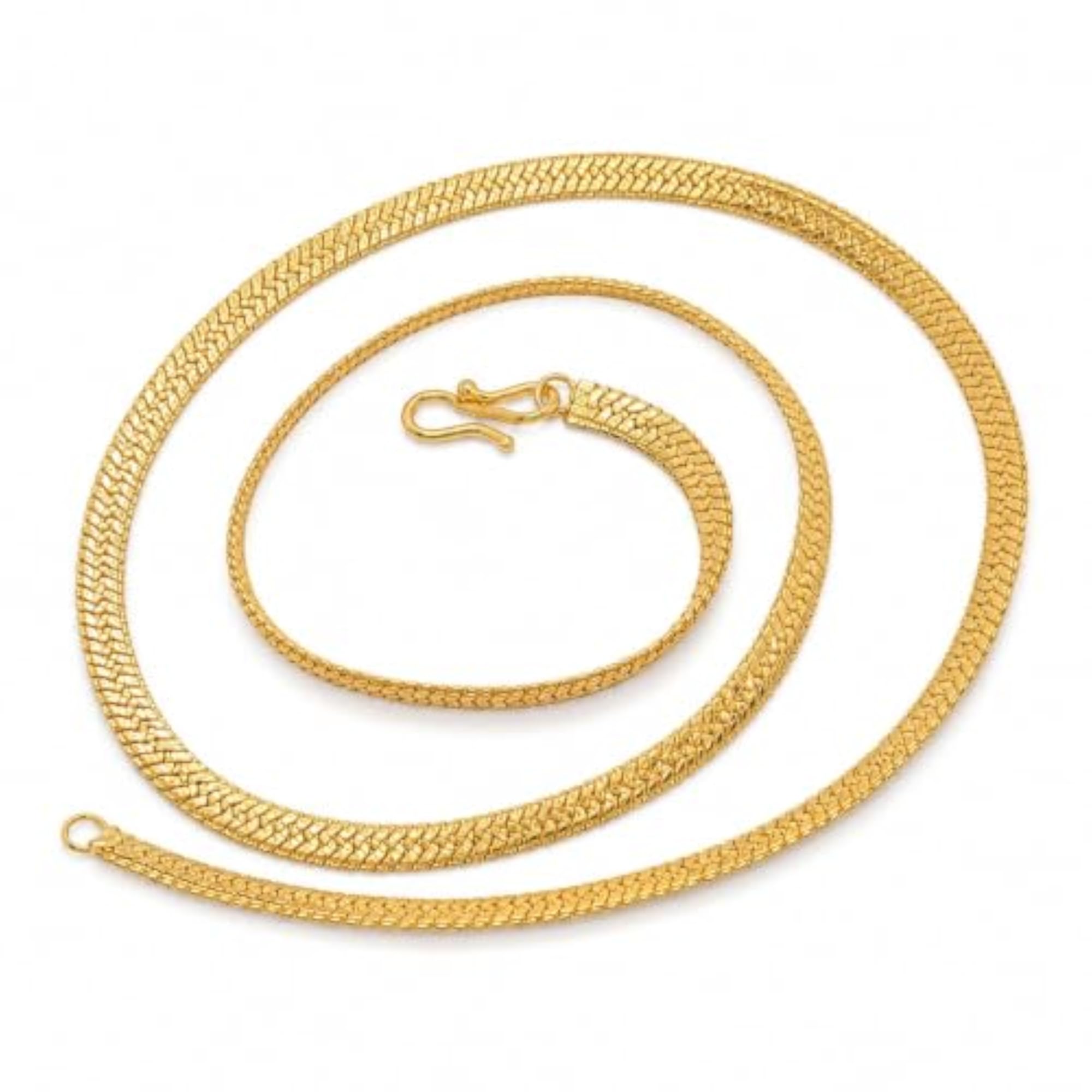 Gold Tone Textured Chain Necklace for Men & Women, Unisex