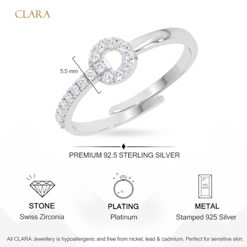 Image of Clara 925 Sterling Silver Minimal Adjustable Ring for Women Platinum Plated | Rakhi Rakshabandhan Gift for Sister Bhabhi Daily Wear | Gift for Women and Girls