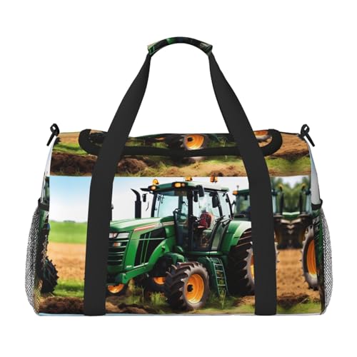 Sac de week-end imprimé tracteur noir en taille unique pour femme