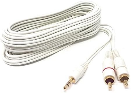 MainCore 5m Long White 3.5mm Jack to 2 x RCA Twin Phono Y Plugs/Stereo Audio Cable (Available in 1.2m 2m 3m 5m) (5m)