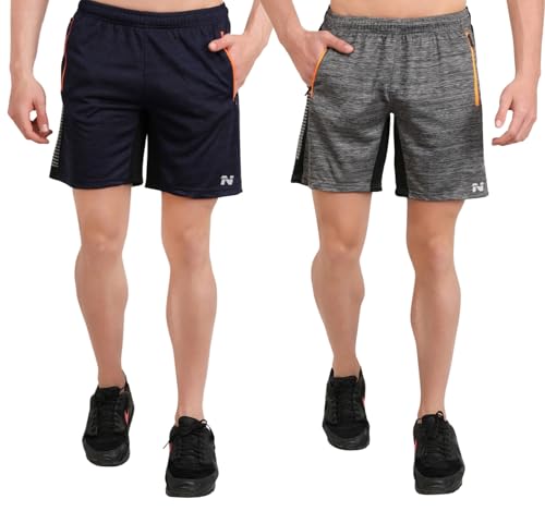 Image of NINQ Mens 2 Pack Polyester Yoga Short Men Summer Running Gym Sports Shorts with Pockets Shorts for Men (in, Alpha, M, Regular, Black)