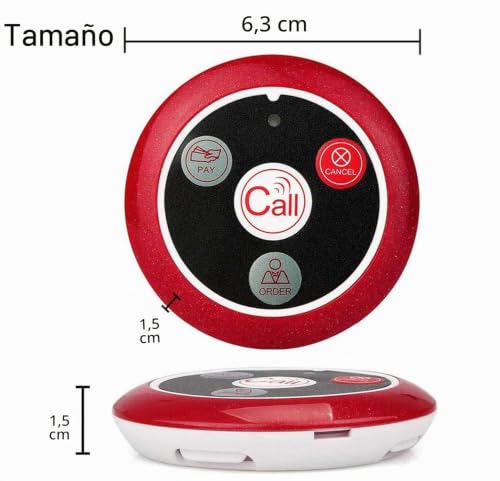 Miniatura 8 de Retekess T117 Sistema De Buscapersonas, Botón De Llamada Inalámbrico, 4 Teclas De Función, Resistente Al Agua, Para Reloj T114 Screen Td106 O Reloj T128, Restaurante, Hotel, Bar 5 Botones De Llamada